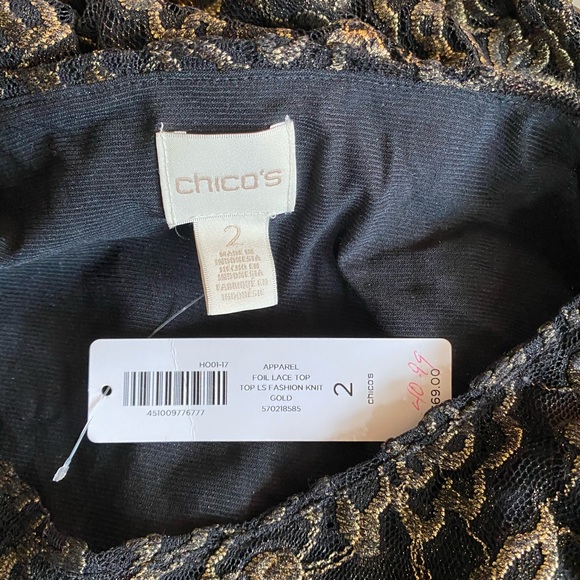 Chico’s Black Top with Gold Embroidered Thread - Picture 5 of 8